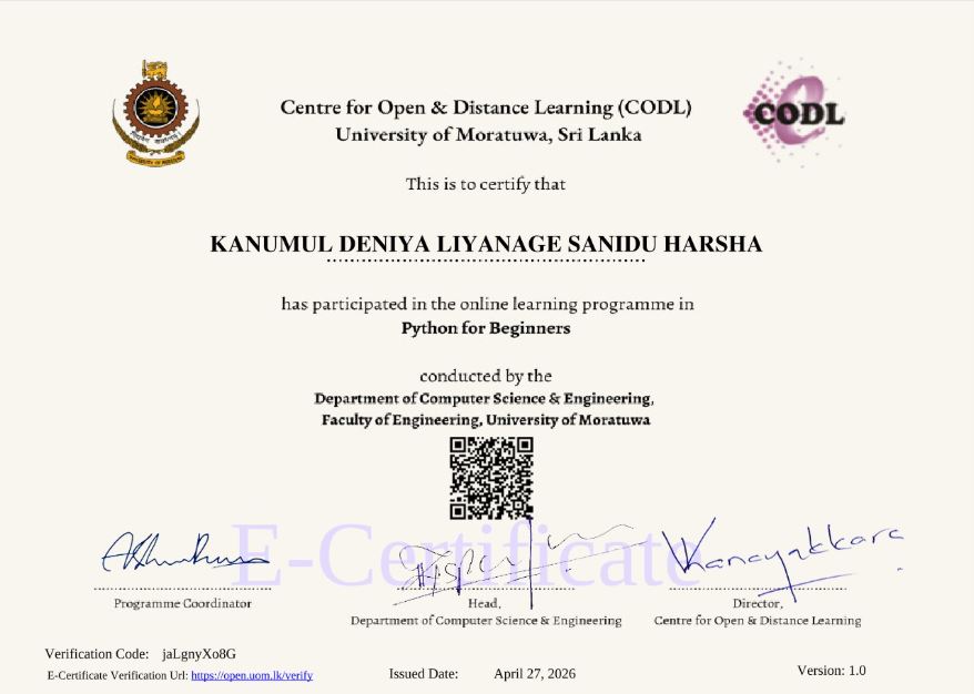 Python for Beginners Certificate